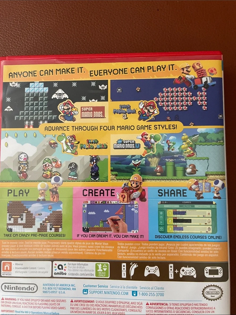 Nintendo Super Mario Maker (Yellow, Red, Blue) - Wii U